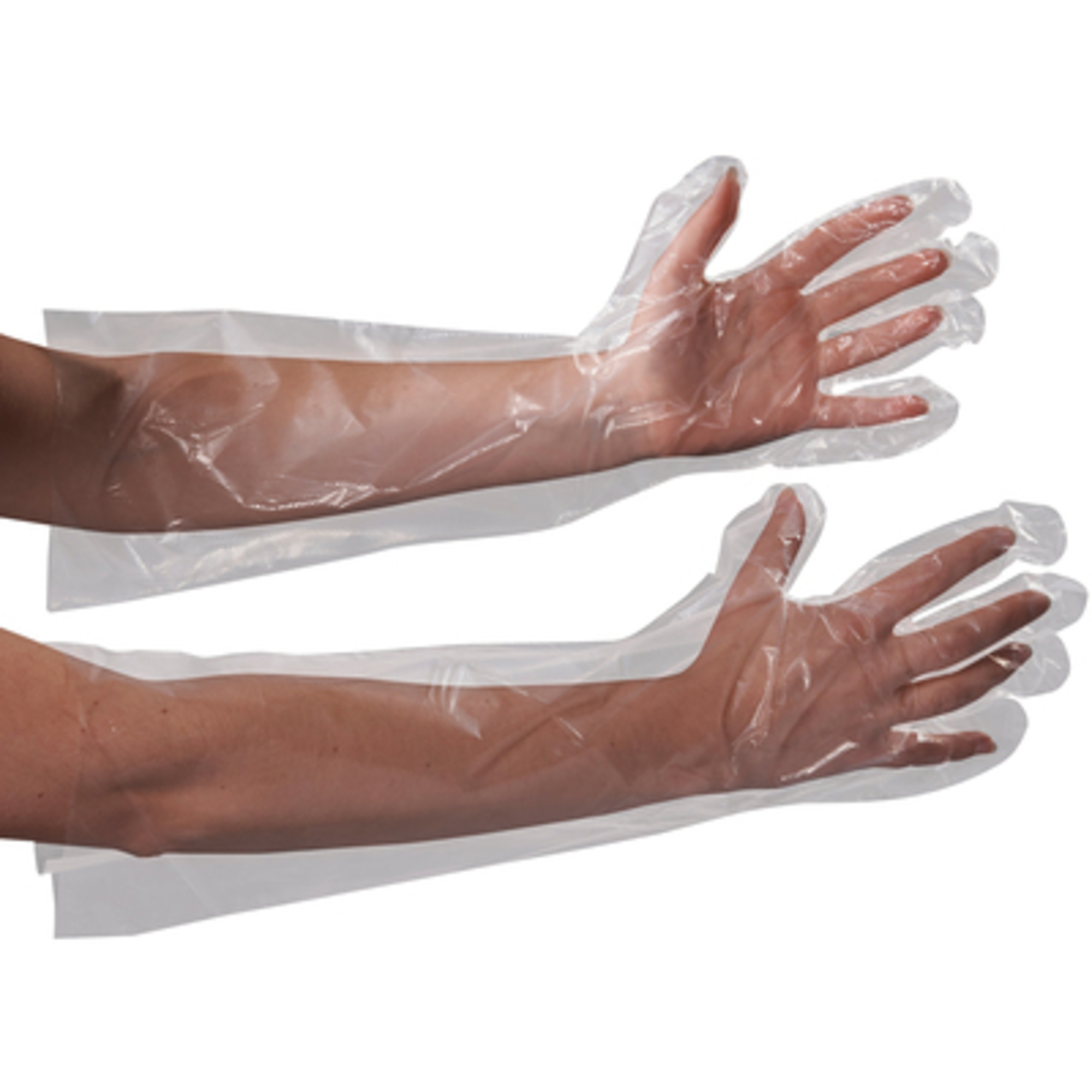 Stock Packaging Clear Poly Gloves 18" Elbow Length 100/CS
